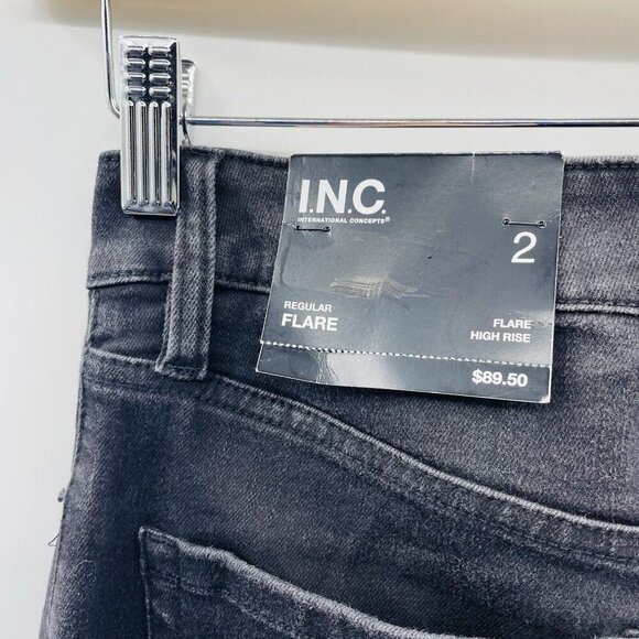 INC International Concepts Womens 2/26 High-Rise Rhinestone-Studded Flare Jeans - Picture 9 of 12